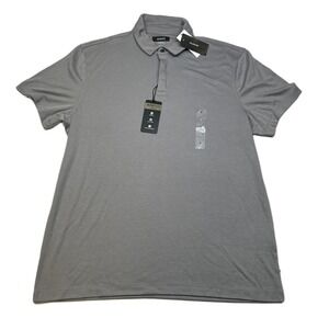 Alfani Alfa Tech Polo Shirt Mens‎ Large Storm Gray Stretch Easy Care NEW